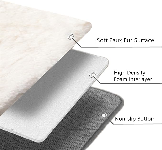 SHENGOCASE 2-Pack 10"x 20" Faux Rabbit Fur Cat Dog Bed Cushion Pad Mat, Cat Tree Tower Replacement Cushion for Window Perch Carrier House Cage Crate Kennel
