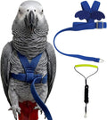 Adjustable Bird Harness with Elastic Leash, Pet Parrot Harness and Leash, Adjustable Training Design Anti-Bite, Bird Nylon Rope with Cute Wing for Conure (Deep Blue,XXL)