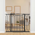 29.5-43.7" Wide Baby Gate for Stairs No Drilling, 30" Tall Metal Pet Baby Safety Gates with Expansion Kit, Press Mounted Pet Gate Indoor for Kids, Walk Through Dog Gates for Doorways, Black