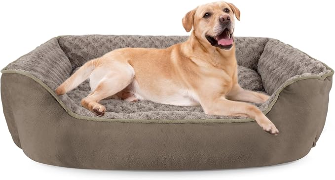JOEJOY Rectangle Dog Bed for Large Medium Small Dogs - Washable Orthopedic Sofa Bed, Soft Breathable Puppy & Pet Cuddler, Durable Calming Dog Bed with Anti-Slip Bottom, Multiple Sizes, Dark Brown