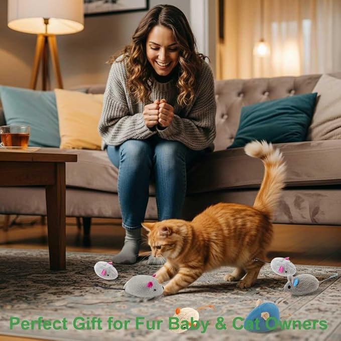Cat Toys Mice for Bored Indoor Cats, 20 Pack Plush Mice with Catnip Smell and Bonus Pouch, Interactive Mouse Toy for Adult and Kitten (20 Pack Catnip Toys (5 Colors, 4 of Each Color))