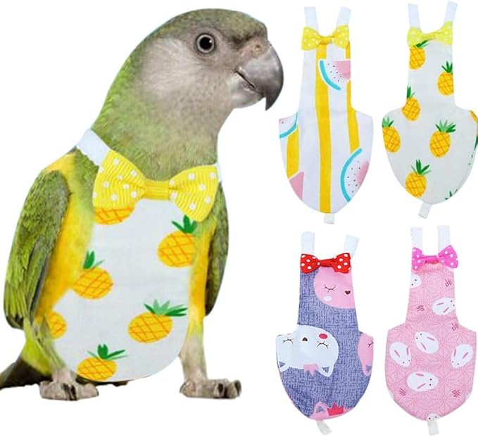 Diaper Flight Suite Liners for Birds Protective Nappy with Waterproof Inner Layer Cute Urine Wet Suit for Parrot Macaw African Budgies Conure Monk Parakeet (M,Grey)