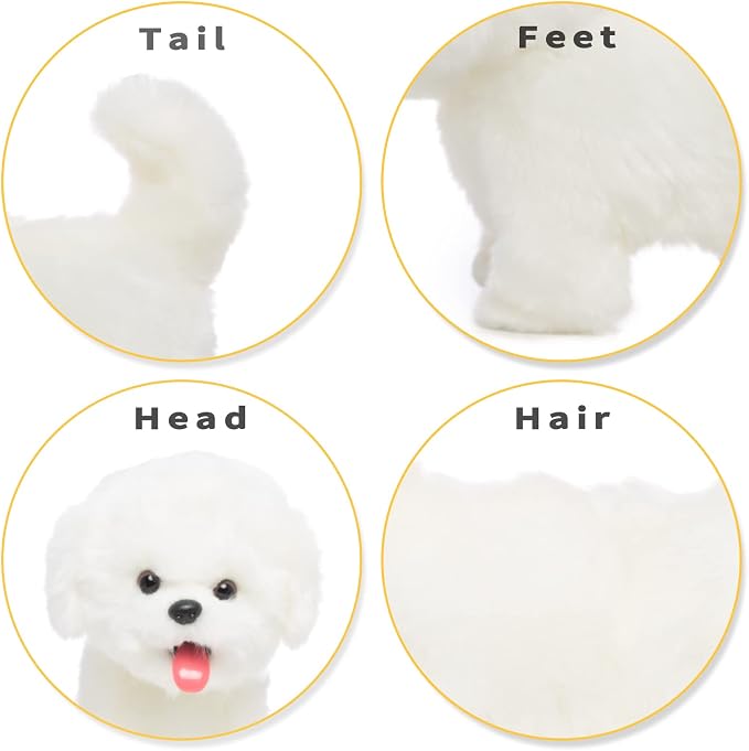 CU-MATE Plush Interactive Maltese Simulation Dog-Realistic Puppy Electronic Toy Dog with Walking/Barking/Wagging Tail/Talking-Like Real Robotic Present
