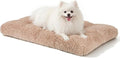 JOEJOY Dog Bed Crate Pad, Deluxe Plush Washable Dog Beds Fulffy Soft Kennel Pad Anti-Slip Pet Sleeping Mat for Small Dogs, 23" x 18", Beige