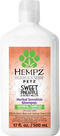 Hempz Petz, Dog Shampoo, Sweet Pineapple & Honey Melon Herbal Sensitive Shampoo, Soothing Oatmeal Complex,17 oz.