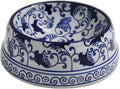 Aimusego Hand-Painted Ceramic Dog Bowl Blue/White Durable Dog Cat Food and Water Pet Dish 11OZ
