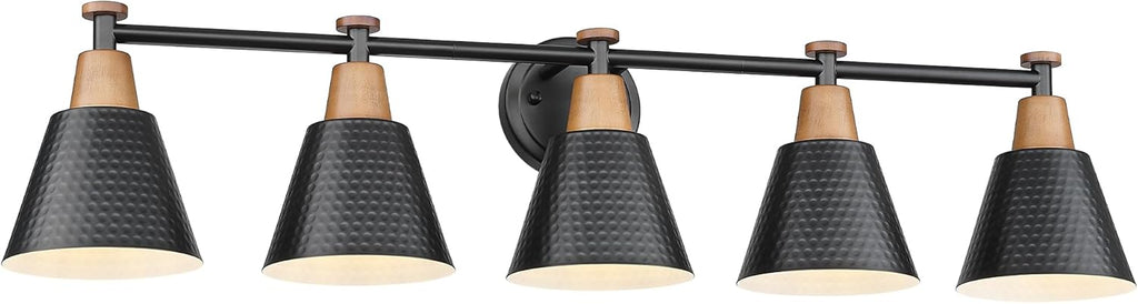 FEMILA 37.4" Black Vanity Light, Black Bathroom Light Fixture, Bathroom Lighting Fixtures Over Mirror with Matte Black Finish, 4FG59B-5W BK