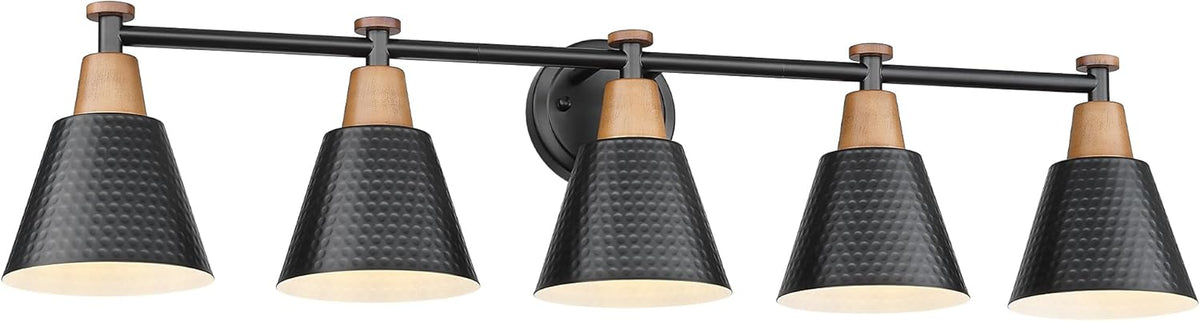 FEMILA 37.4" Black Vanity Light, Black Bathroom Light Fixture, Bathroom Lighting Fixtures Over Mirror with Matte Black Finish, 4FG59B-5W BK