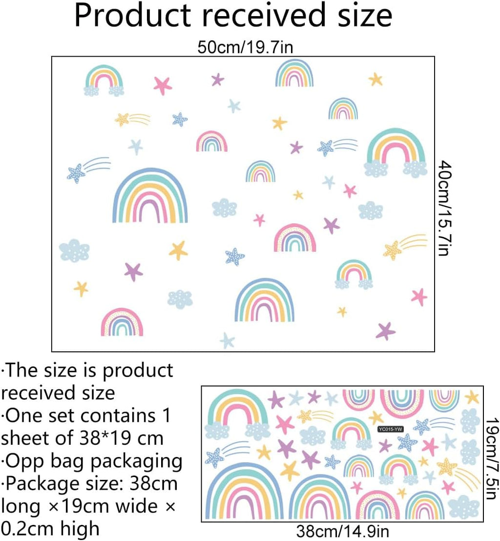 Quanhaigou Rainbow Clouds Stars Glow in The Dark Wall Stickers DIY Home Decor for Kid Boys Girl Bedroom Bathroom Decorations