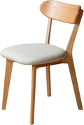 Solid Wood Dining Chair,FAS-Grade North American Oak, Ergonomic Curved Backrest & Pear White Thick Upholstered Seats,Oak Padded Dining Chair for Heavy People,Easy Assembly,400 lb Capacity