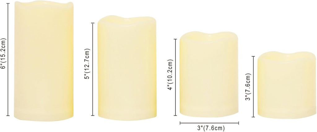 CANDLE CHOICE Waterproof Outdoor Battery Operated Flameless Candles with Timer Realistic Flickering Plastic Fake Electric LED Pillar Lights for Lantern Garden Wedding Christmas Decorations 4 Pack