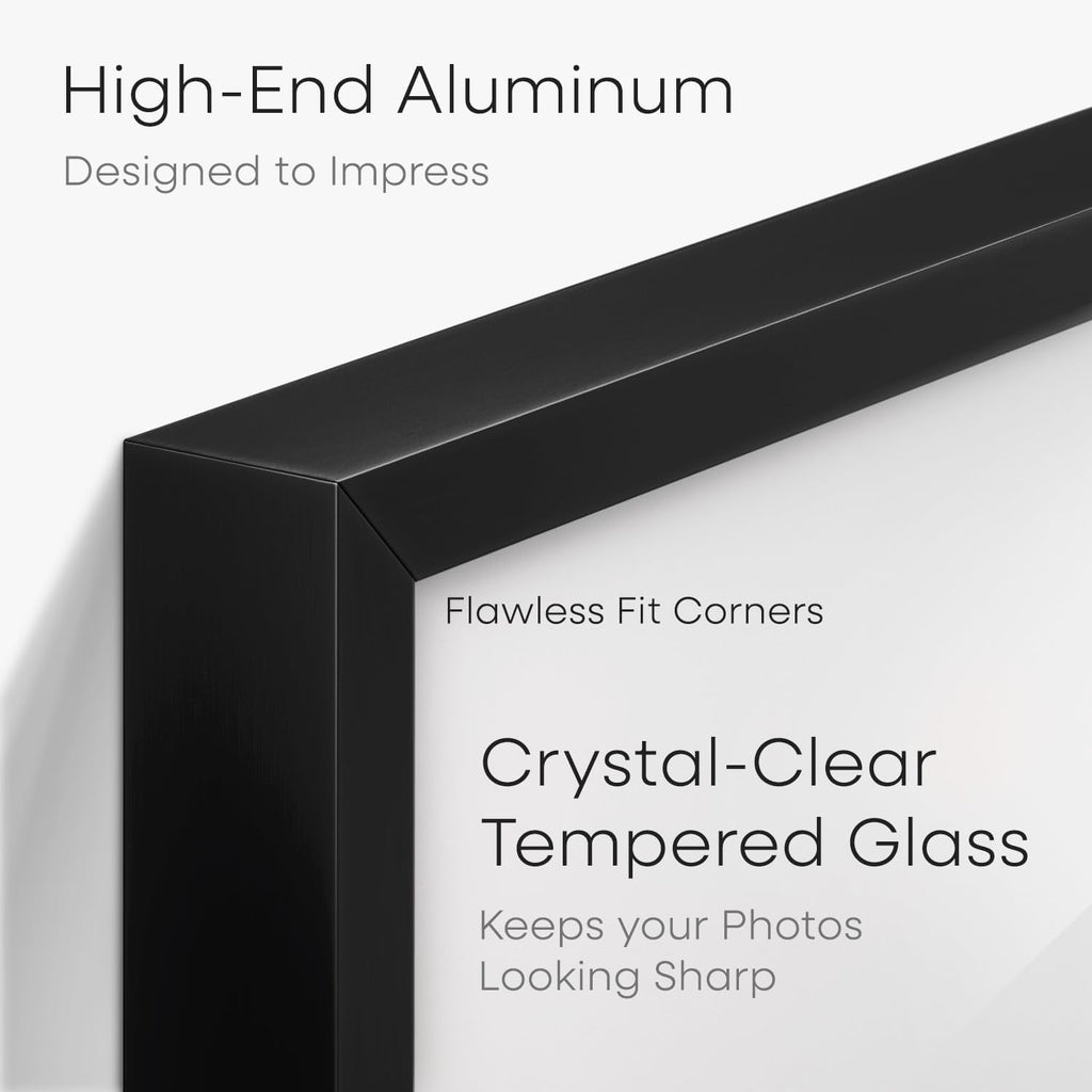 Homeforia 5x10 Business License Frame Black, High End Metal 5 x 10 Document Certificate Frame with Mat 4x9, 5 by 10 Professional License Frames for Wall or Tabletop, Tempered Glass, Wall Kit, Set of 1