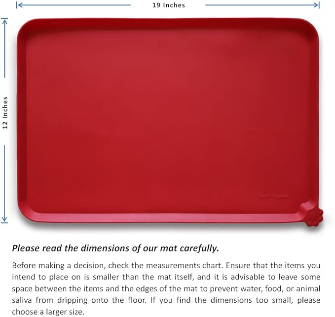 Hoki Found Silicone Pet Food Mats - Non Slip Dog Cat Bowl Mats - Classic Red