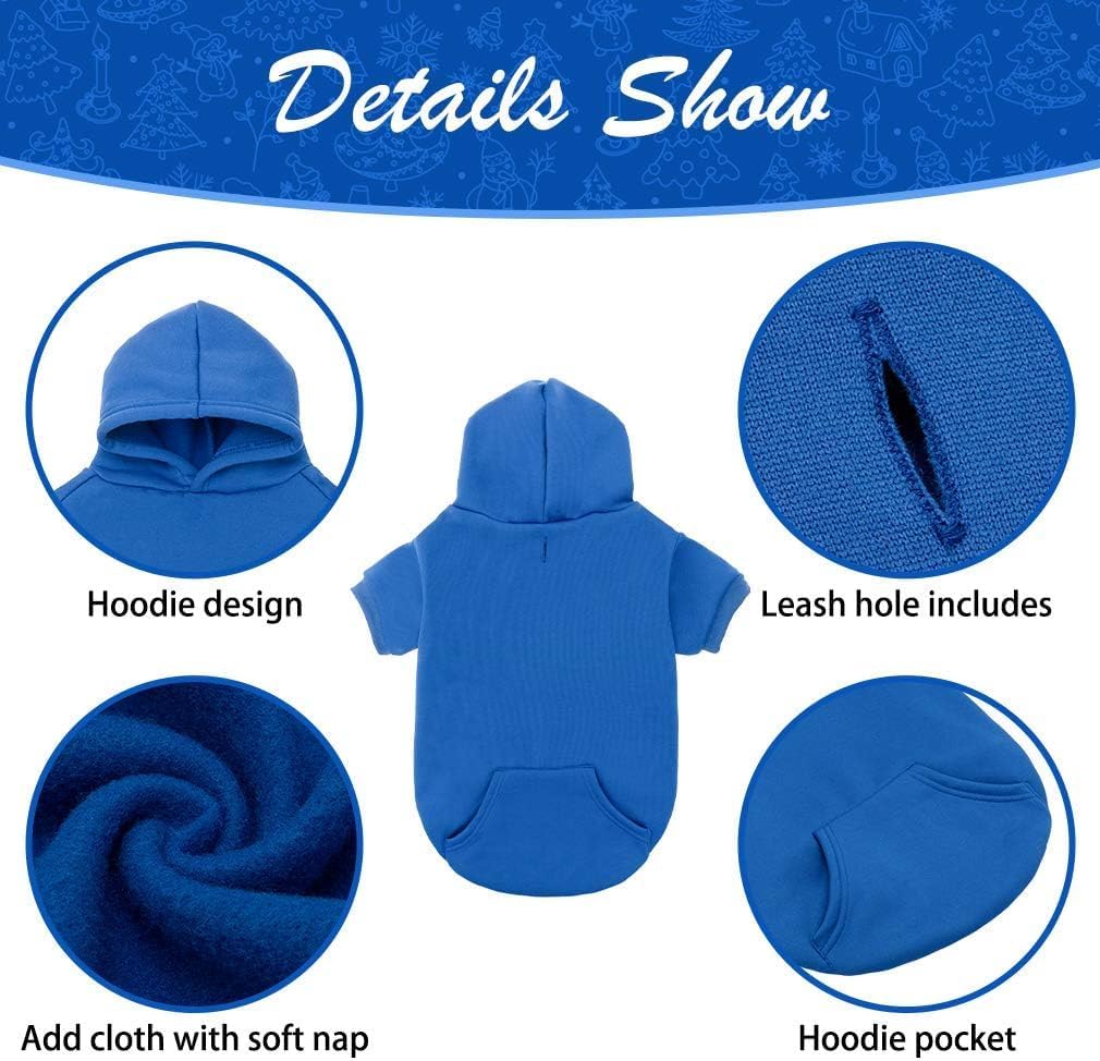 KOOLTAIL Basic Dog Hoodie - Soft and Warm Dog Hoodie Sweater with Leash Hole and Pocket, Dog Winter Coat, Cold Weather Clothes Sweatshirt for Small Medium Large Dogs Puppy Cat Boys Girls Blue XL