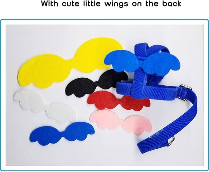 Adjustable Bird Harness with Elastic Leash, Pet Parrot Harness and Leash, Adjustable Training Design Anti-Bite, Bird Nylon Rope with Cute Wing for Conure (Light Blue,S)