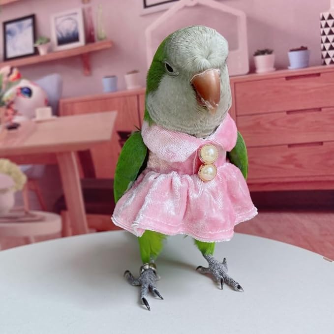 Bird Costume Bird Diaper Flight Suit Parrot Velvet Fleece Skirt Clothes Cosplay Photo Prop for Conure Lovebird Parakeet Cockatiel Macaw Small Animals Apparel (Pink,Sulphur-Crested Cockatoo)