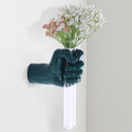 Green Wall Sculptures, Hand Vases Home Decor, Wall Mount Art Sculpture, Unique Wall Art Statue, Funky Flower Vase Decorations, Modern Eclectic Hanging Decor,Glass Test Tube Vase