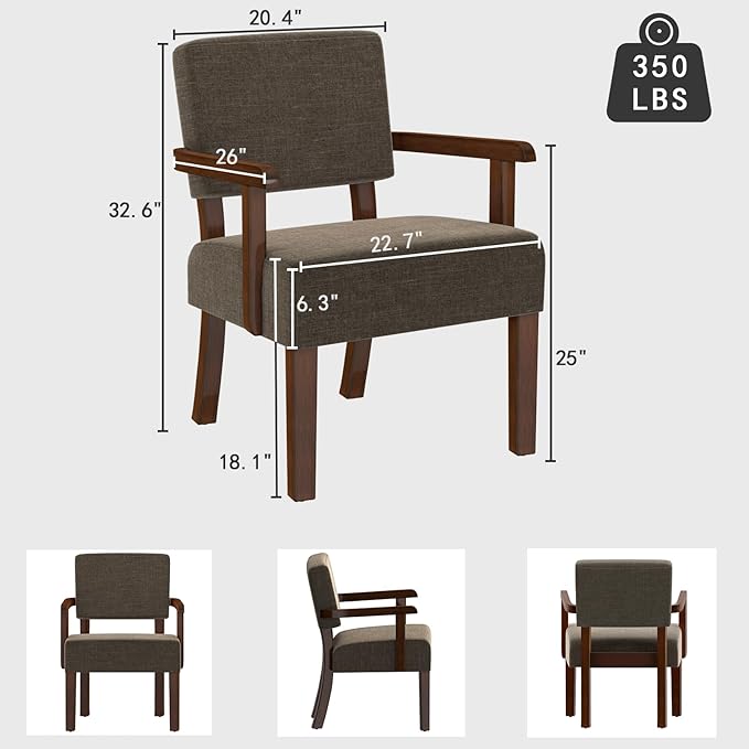 Accent Chair, Living Room Chairs Oversized with Soft Seat and Armrests for Dinning Bedroom Reading and Waiting Rooms