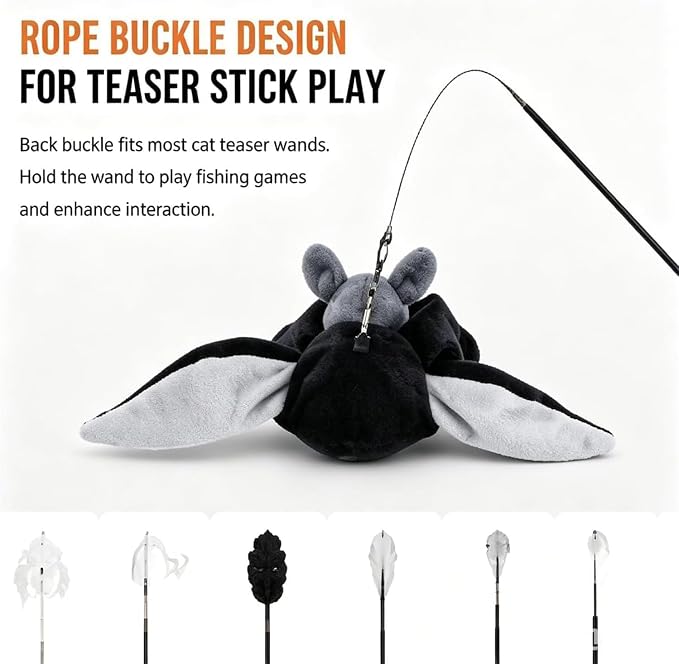 Flying Bat Dog Toy, 2026 New Flying Bat Toy for Dogs, Flapping Wings Interactive Pet Toy with Chirping Engages Cats and Dogs, Detachable USB Rechargeable, Hanging and Ground Play ，Owl：1PCS