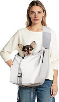 Dog Carrier Sling, Puppy Carrier Sling 20 lbs, Grey | Dog Carriers for Small Dogs & Cats With Pockets, Machine Washable, Adjustable Shoulder Strap, Hands Free for Outdoor Use