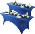 Craft And Party 2 Pack 8ft Royal Blue Spandex Tablecloth – Fitted Stretch Cover – Universal Fit for Folding Tables – Wrinkle-Free, Washable – Ideal for Parties, Weddings, Events