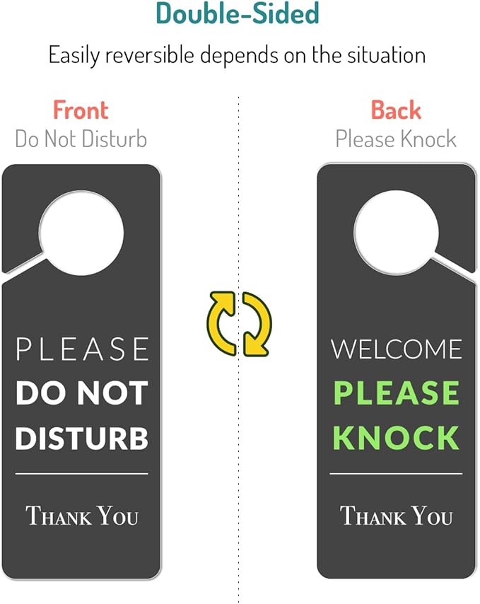 Do Not Disturb Door Hanger Sign, 2 Pack (Printed on Both Sides), 9.3″x3.5″ PVC Plastic, Please Do Not Disturb Sign for Home, Office, Hotel, Bathroom, Bedroom, Counseling, Therapists, Clinic, Regular