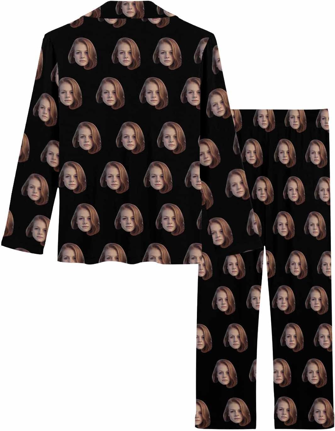 MyPupSocks Custom Face Pajamas for Women Set, Personalized Photo Long Sleepwear XS-XXL