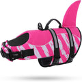 Dog Life Jacket High Flotation, Reflective Dog Life Vest for Swimming, Adjustable Dogs Life Preserver Rescue Handle Spring Summer Pool for Small, Medium, Large Dogs (Pinkwhite,S)