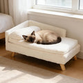 Elevated Cat Couch Sofa: Wooden Cat Bed Dog Chair with Bolster Cushion for Small Dogs Cute Pet Chaise Soft Cushion Fluffy Washable for Puppy