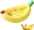 Banana Pet Bed for Small Dogs and Cats, Cozy Enclosed Calming Cave Bed with Removable Plush Cushion for Indoor Kittens Puppies Small Pets (Banana Bed, Large)