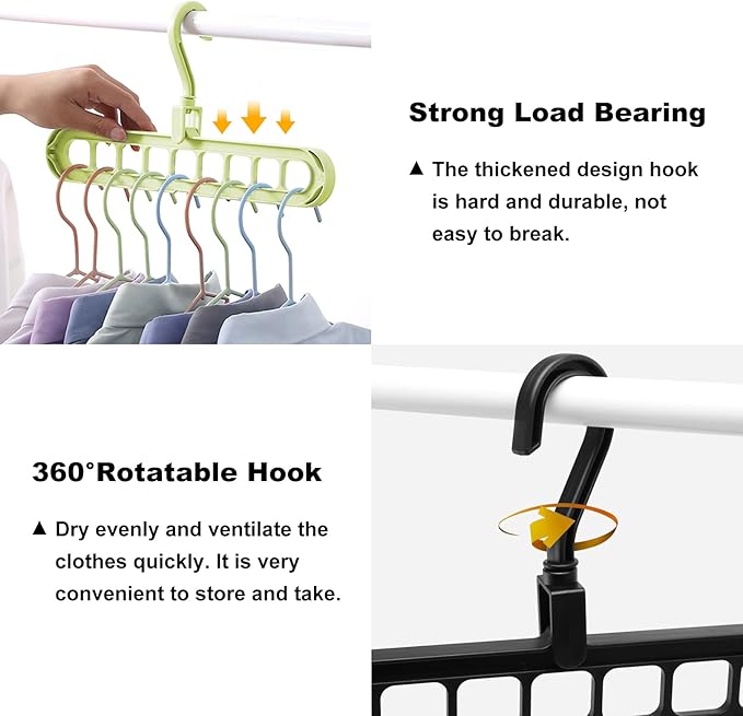 Closet Organizers and Storage,College Dorm Room Essentials,Pack of 6 Multifunctional Organizer Magic Space Saving Hangers with 9 Holes Storage Organization for Wardrobe Closet