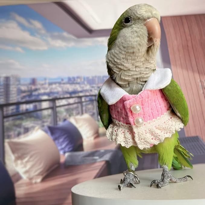Bird Costume Bird Diaper Flight Suit Bird Pink Top Bird Clothes Cosplay Photo Prop for Parrots Lovebird Parakeet Cockatiel Small Animals Apparel (Sun Conure)