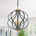 Modern Black and Gold Chandelier for Dining Room, 4 Lights Geometric Chandeliers, Sphere Chandelier Industrial Large Pendant Light Fixtures Hanging for Kitchen, Entryway, Foyer, Stairs