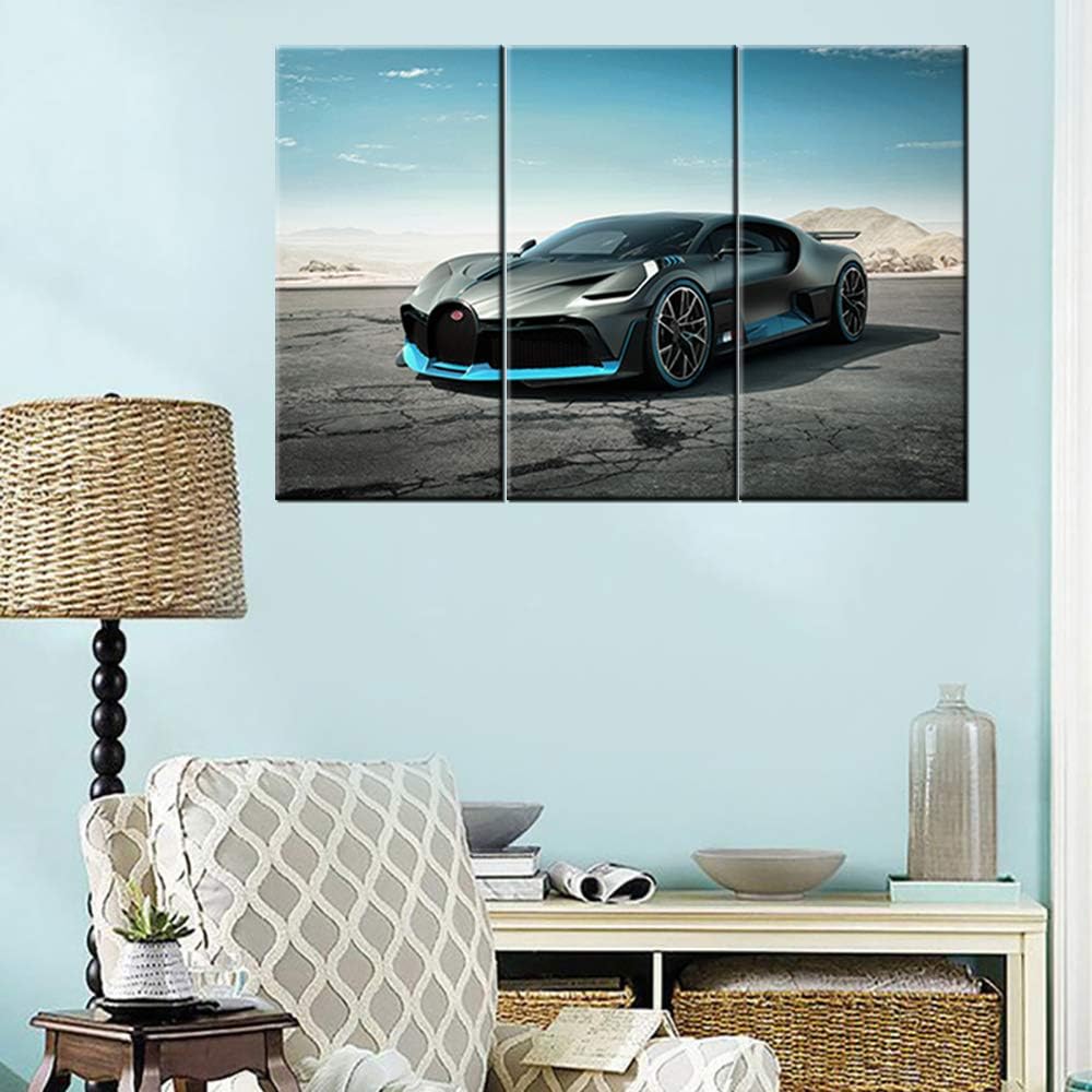 Framed Canvas Wall Art Speed Sports Racing Cars Pictures Ready to Hang 3 Pieces HD Printed Posters Artwork for Teens Bedroom Living Room Modern Decorations - 12 x 24 inch x 3 Panels