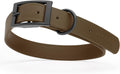 Dogline Biothane Waterproof Dog Collar Strong Coated Nylon Webbing with Black Hardware Odor- Proof for Easy Care Easy to Clean High Performance Fits Small Medium or Large Dogs, Dark Chocolate Brown