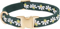 Woven Dog Collar with Metal Buckle Adjustable Jacquard Retro Dog Collars for Small Medium Large Dogs(Green,L)