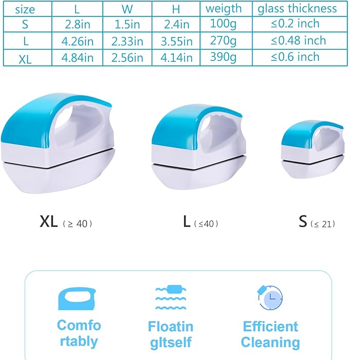 Magnetic Aquarium Fish Tank Glass Algae scrapers Glass Cleaner Scrubber Clean Brush [Floating,Scratch-Free,Non-Slip,magnetizing] XL