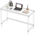 HMYHUM Acrylic Computer Desk, 47 Inch Clear Home Office Desk for Laptop, Study, Writing, Vanity Table with Cylindrical Legs, Modern, Easy Assembly