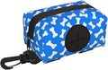 Dog Poop Bag Holder for Leashes - Lightweight Pet Waste Bags Dispenser Doggy Zippered Pouch for Puppy Walking Accessories(Dog Bones)