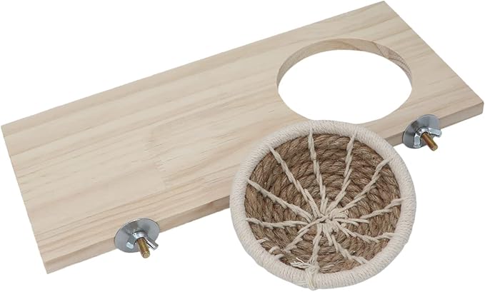 Wontee Bird Perch Stand with Nest Bird Breeding Nest Bed Wooden Platform for Budgies Parakeets Cockatiels Conures (S)