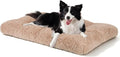 JOEJOY Large Dog Bed Crate Pad, Deluxe Plush Washable Dog Beds Fulffy Soft Kennel Pad Anti-Slip Pet Sleeping Mat for Large Medium Small Dogs, 35" x 23", Beige