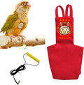 MANON ROSA Bird Diapers Leash Set Washable Reusable Handmade Flight Suit Waterproof Inner Layer - Protective Parrot Nappy Clothes Parakeets Macaws Budgies Canaries (Red1,Dove)
