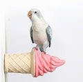 Bird Toy, Bird Cage Chewing Toys, Parrot Perch Stand, Ice Cream Shape Totoro Squirrel Hamster Calcium Teeth Mouth Molar Grinding Stone Parrot Beak Stone Stand Platform (Small)