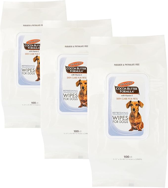Palmer's for Pets Gentle Refreshing Wipes for Puppies - Coconut Oil Puppy Wipe - Pet Grooming Towelettes for Dogs, 100 Count - 3 Pack
