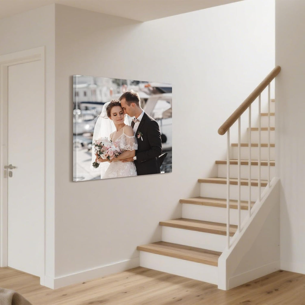 Personalized Custom Canvas Prints with Your Photos & Text, Customized Picture Print, Transform Own Images Into Framed Wall Art Digitally Printed Photo to Canvas, Keepsakes Gifts for Family 20x20’’