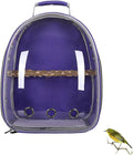 Bird Carrier Backpack with Wood Perch, Transparent Bird Travel Cage, Portable Pet Carrier Backpack, Breathable Hangbag for Vet Transport Camping Hiking (Purple)