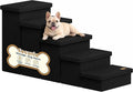 5-Step Wide Dog Stairs with Storage 23" H, Non-Slip Sturdy Pet Steps for High Bed Couch Window, Pet Stairs for Small/Medium/Large Old Dogs Cats Up to 260lbs, Cat Dog Steps for Car/SUV, Black