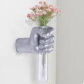 Silvery Wall Sculptures, Hand Vases Home Decor, Wall Mount Art Sculpture, Unique Wall Art Statue, Funky Flower Vase Decorations, Modern Eclectic Hanging Decor,Glass Test Tube Vase (Silvery)