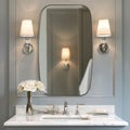 ANDY STAR Brushed Nickel Bathroom Mirror, Large 24x36’’ Brushed Nickel Metal Framed Oblong Wall Mirror, Modern Nickel Oval Vanity Mirror