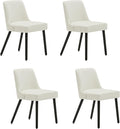 MINCETA Dining Chair,Morden Wood Leg Upholstered Kitchen Chair Set of 4,PU in Cream White